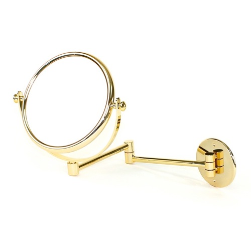Makeup Mirror, Windisch 99142D, Wall Mounted Extendable Double Face Gold 5x Magnifying Mirror 99142D